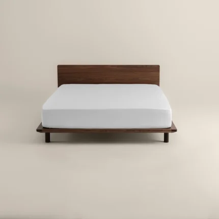 شرشف مطاط فندقي قطن لون أبيض