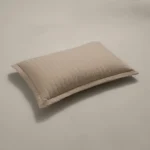 بيت مخدة مطرزه قطن ٢ قطعة بيج غامق