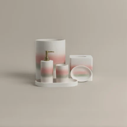 طقم اكسسوار حمام بولي ٦ قطع أوف وايت