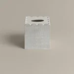 علبه مناديل بولي باللون الأبيض