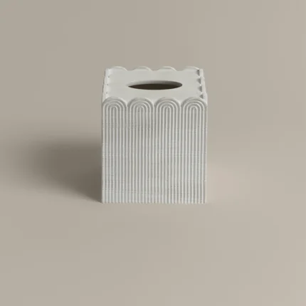 علبه مناديل بولي باللون الأبيض