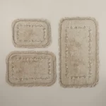 دعاسة حمام قطن مطرز بعدة مقاسات بيج غامق