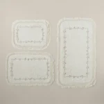 دعاسة حمام قطن مطرز بعدة مقاسات اوف وايت