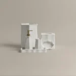 طقم اكسسوار حمام بولي ٦ قطع لون أبيض