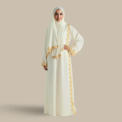 لباس صلاة مطرز بيج غامق