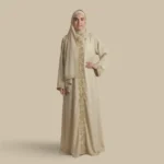 لباس صلاة ماكرو مطرز بيج غامق بسحاب